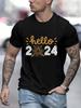 Hello 2024 Print Men Women T-shirt Happy New Year Eve Party Unisex Tops Casual Short Sleeve Black T Shirt New Year Holiday Tees