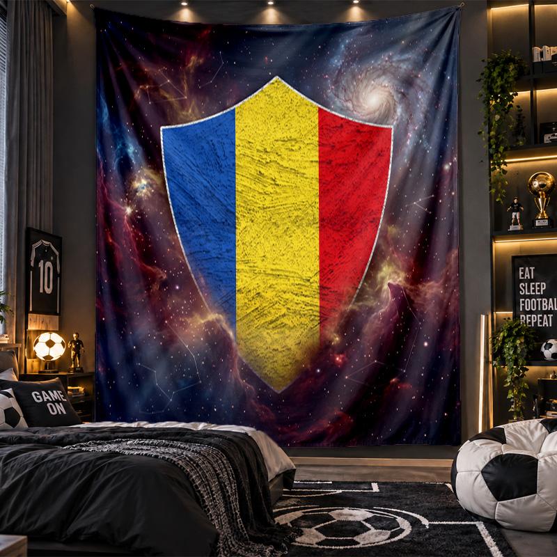 Wall Hanging Tapestry Romania Football Print Cloth for Living Room Bedroom Home Decor