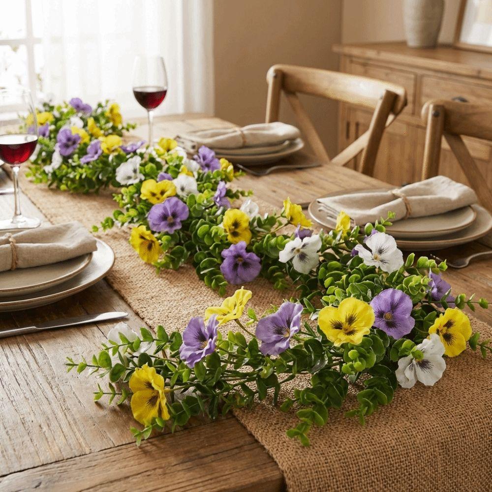 Hanging Flower Wreath Eucalyptus Leaf Garland UV Resistant Pansy Eucalyptus Vines  Garden Decor