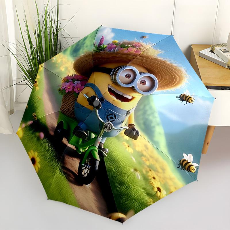 1PC Minion Automatic Folding Umbrella | Vibrant Motif & Compact Design for Everyone, On-the-Go Essential - Gift-Worthy Style yy250930006