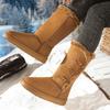 Autumn and Winter Long Snow Boots Women's Fashion Large Size Thickened Velvet Thermal Cotton Shoes Thick-soled Snow Cotton Boots