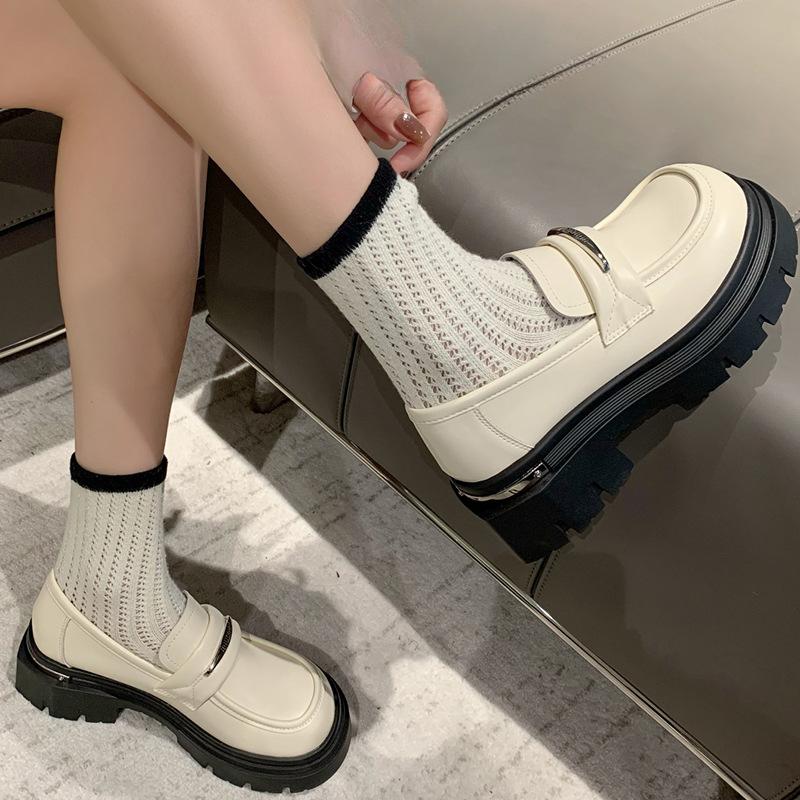 Кожаные туфли в британском стиле, весенние новые туфли на платформе из натуральной кожи, женские туфли на толстом каблуке, туфли Мэри Джейн