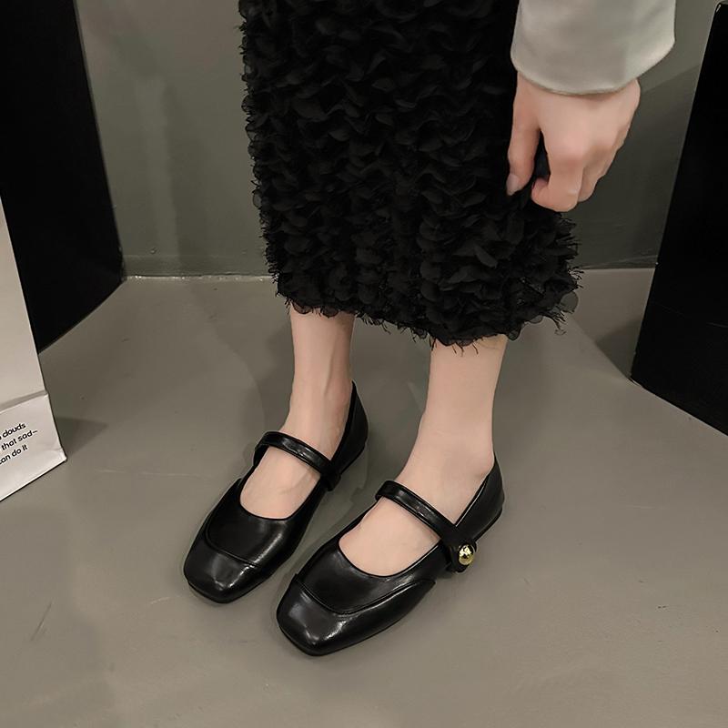 2024 Высококачественная женская обувь Mary Janes, женские туфли на плоской подошве, модные повседневные туфли на плоской подошве с квадратным носком и низким каблуком, женская обувь для отдыха на открытом воздухе
