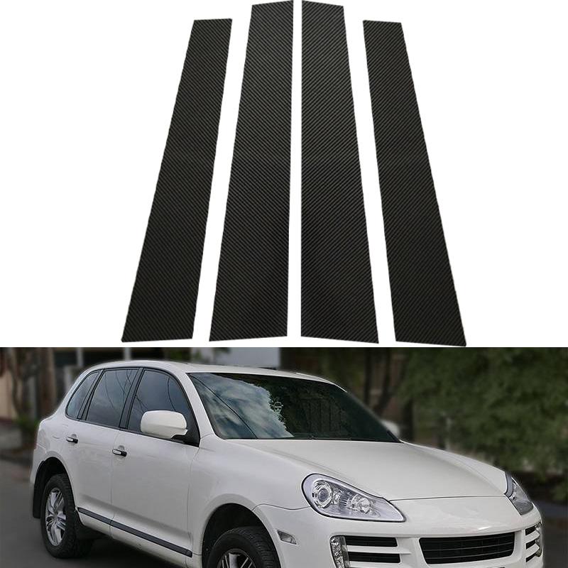 4 шт. наклейки на столбы автомобиля для Porsche Cayenne 9PA Chassis E1 2003-2008 2009 2010 авто карбоновые черные дверные оконные накладки