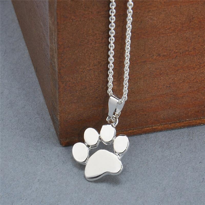 Women Cute Pets Dogs Footprints Cat Paw Pendant Chain Necklace Jewelry