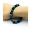 Stones and Minerals. Bracelet Chrysocolla Beads + Black Agate 8 Mm. Made In France.