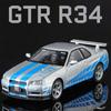 1:Масштаб 32 SKYLINE GTR R34 Спортивный Автомобиль Модель Игрушка Металл Литье под Давлением Оттяжка Свет Музыка 4 Двери Открываются Транспортные Средства Украшения Подарки
