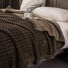Grey Striped Blanket Thickened Milk Velvet Soft Bedspread Warm For Office Sofa Bed Household Car Air Conditioning Chair Blanket