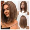 Fashion Blonde Synthetic Wig Medium Long Ombre Brown with Middle Part For Women Daily Party Cosplay Wigs Heat Resistant Fiber
