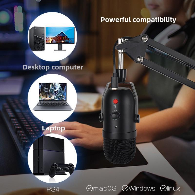 USB конденсаторный микрофон ПК PS4 игровой микрофон для записи в реальном времени мобильный телефон дубляж запись умный микрофон для шумоподавления