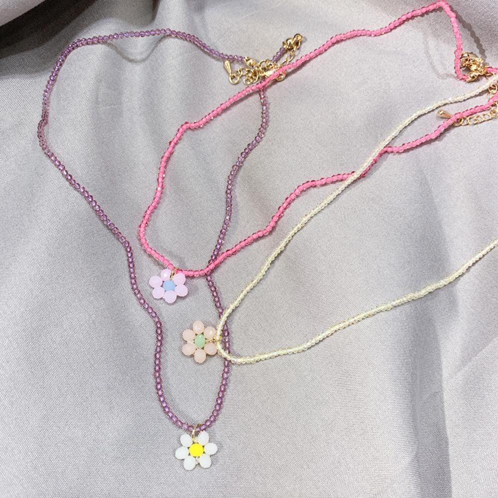 Милое корейское праздничное цветочное женское украшение Ожерелье-чокер из бусин с ромашкой