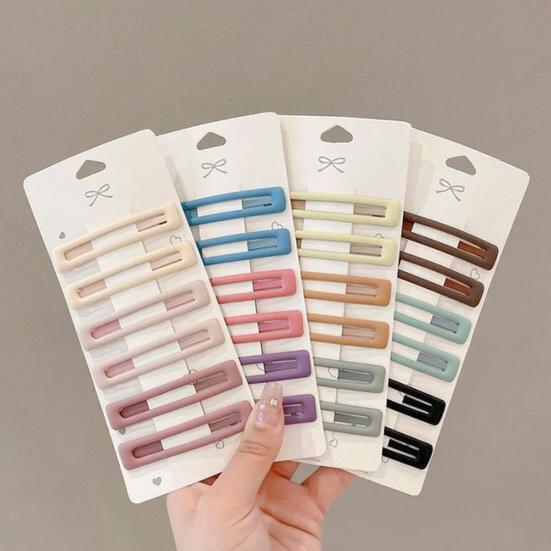 6Pcs Girl Hairpin Matte Color Rectangular Hair Clips Stable Non-Slip BB Clip Face Slimming Versatile Hair Styling