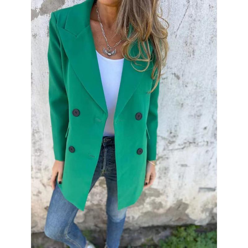 YYFS Женские модные повседневные однотонные куртки и пальто с воротником-поло на осень-зиму с длинным рукавом и принтом