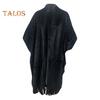 Winter Fall Women Jacket Thick Fleece Fringe Tassel Hem Long Bat Sleeves Open Stitch Cardigan Knitted Fuzzy Mid Length Coat Outdoor Daily Wear Shawl