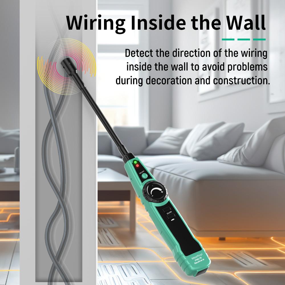 MASTFUYI Профессиональный детектор подземных кабелей Сетевой кабель Телефонный кабель Локатор скрытой проводки Глубина 2 м Дальность 3000 м
