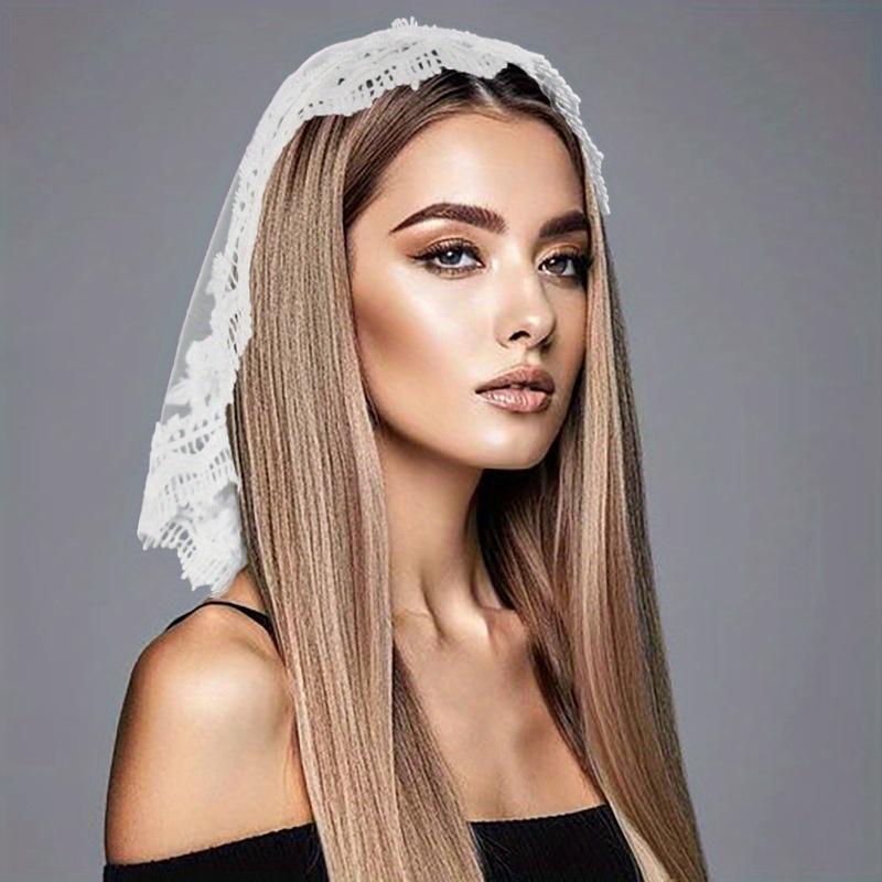 Round Lace Head Scarf Veil for Girl Hair Scarf Hair Decors Church Hair Scarf Headbands Ethnic Wedding Bride Headpiece