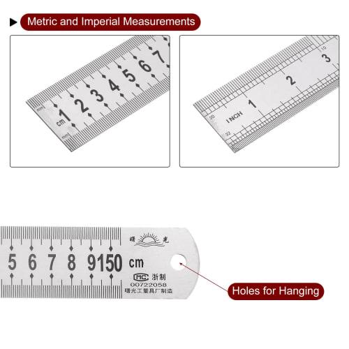 uxcell Stainless Steel Ruler, Straight Edge Measuring Tool for Woodworking, Painting, and Crafts, 1.5m Long X 1.2mm Thick X 38mm Wide, Silver Tone