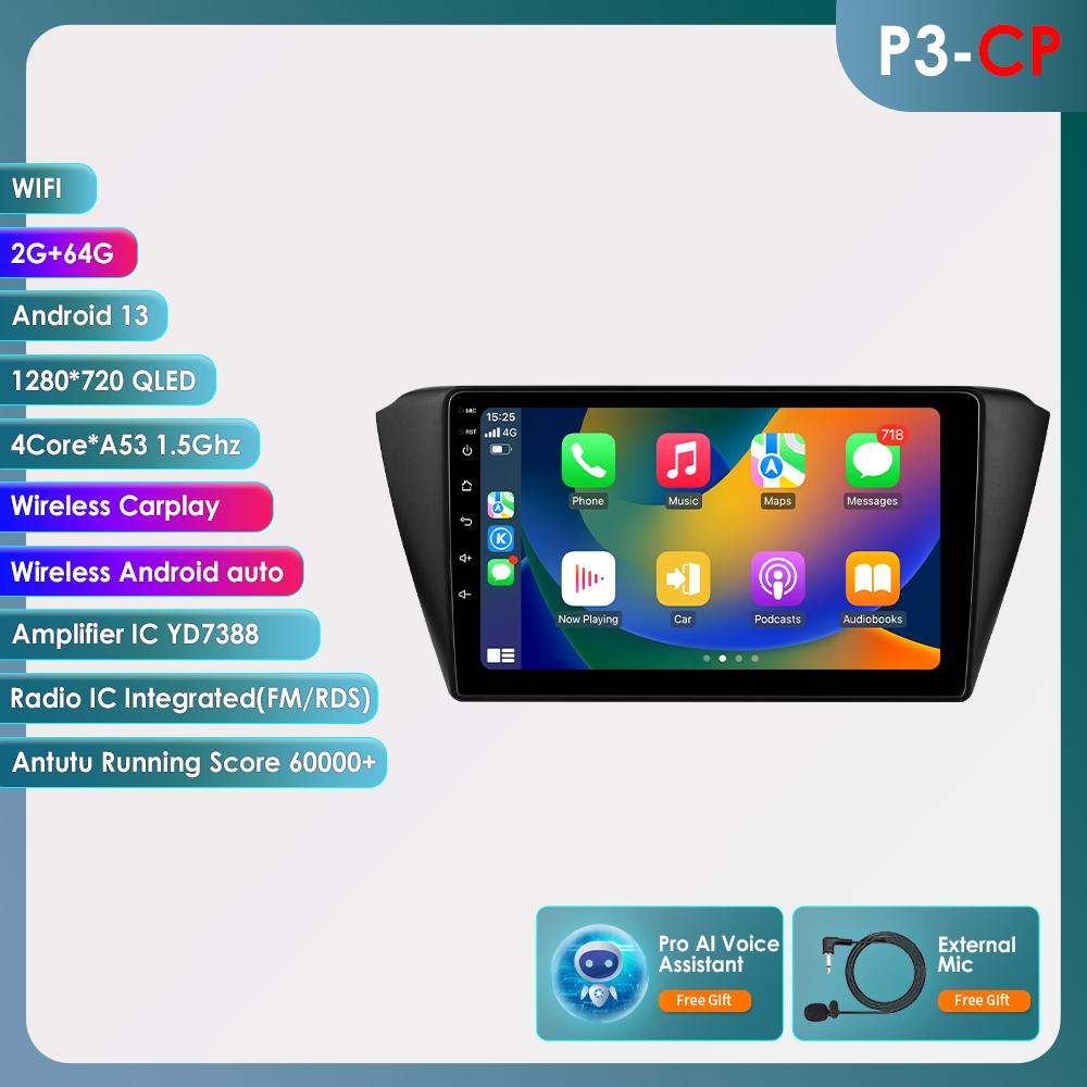 Hizpo Carplay 4G 9" Car Radio Android for Skoda Fabia 3 III 2015 2016 2017 2018 2019 Multimedia Player Navigation GPS 2 Din Stereo DSP  Blueteeth DVR