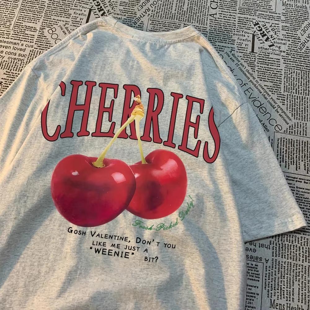 Cherries Cosh Valentine Мужские Женские Футболки Летняя Хлопковая Повседневная Одежда Футболка С Круглым Вырезом Свободная Парная Футболка Новая