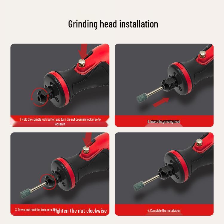 7.2V Литиевая батарея Электрическая шлифмашина с 5-ступенчатой регулировкой и подсветкой для резьбы по нефриту, шлифовки и полировки