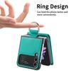 Anti-Falling Finger Ring Card Holder Leather Case for Samsung Galaxy Z Flip 4 Flip4 5G Flip3 Flip5 Flip 3 5 Zflip3 Phone Cover