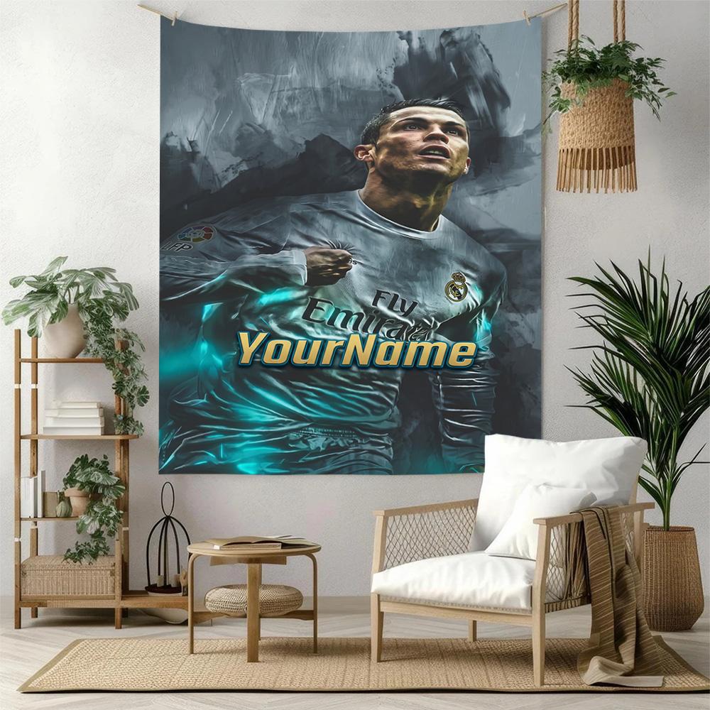 Cristiano Ronaldo Custom Your Name Wall Decor Tapestry Art For Pet Memorial Birthdaywedding Party Backdrop Family Gift