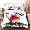 Japanese Ocean Wave Snowe Mountain Sun Design 3PCS Bedding Sets Single Double Bed Duvet Cover Set and 2 Pcs Pillow Cover
