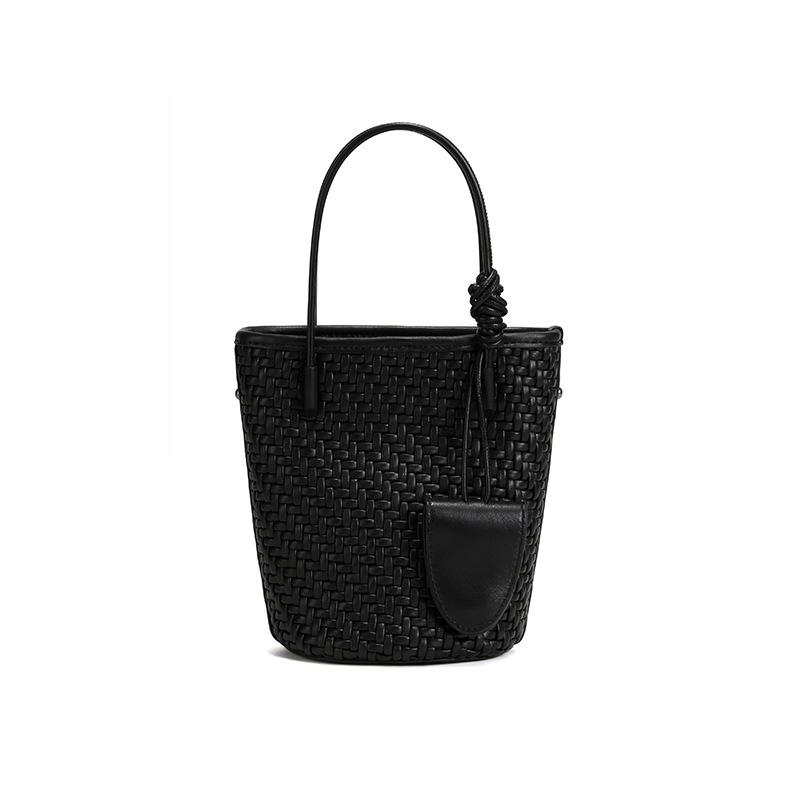 Модная женская сумка-ведро из овчины со шнурком и плетеной ручкой, новая универсальная повседневная сумка на плечо, сумка через плечо 2025