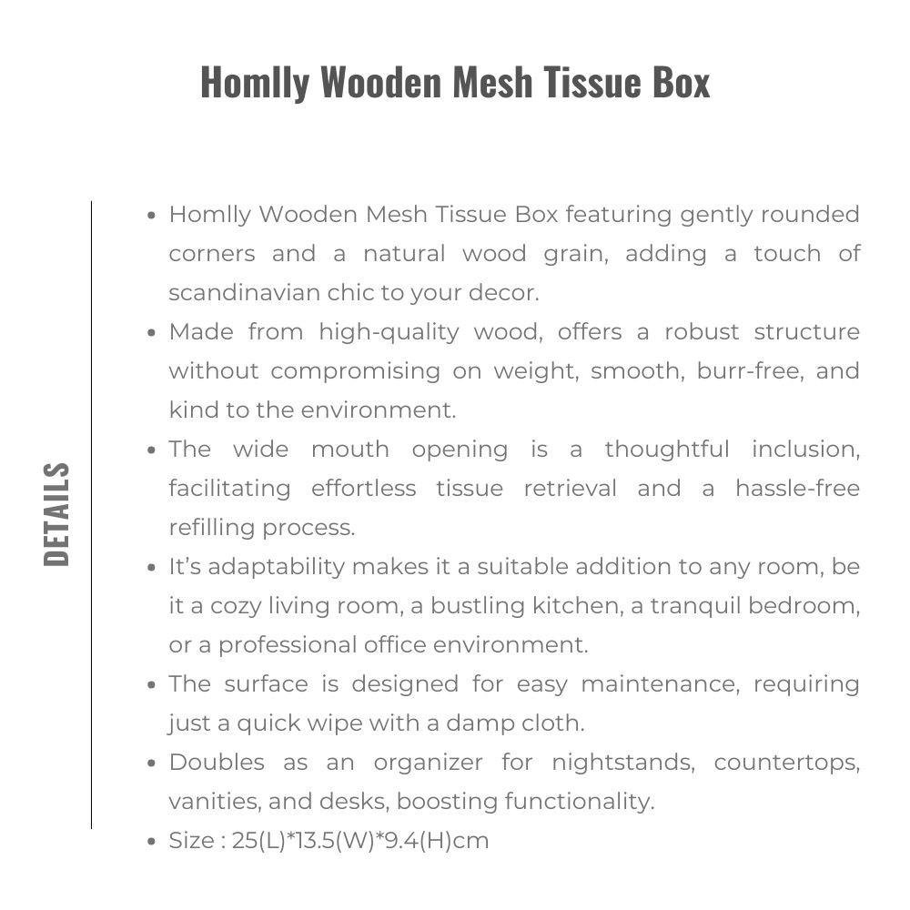 HOMLLY Wooden Mesh Tissue Box