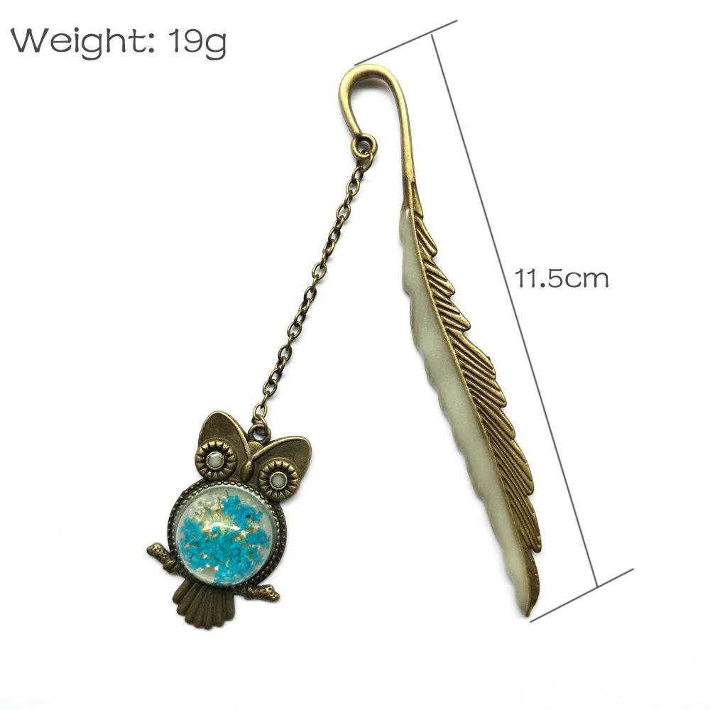 1 шт. светящаяся закладка в виде пера, ретро светящаяся креативная металлическая закладка в виде хвоста кита, флуоресцентная закладка в виде совы/бабочки