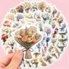 60 шт. наклеек с цветочным букетом - водонепроницаемые виниловые наклейки для ноутбуков, бутылок с водой, матовая отделка, декор в мультяшном стиле с яркими цветочными узорами