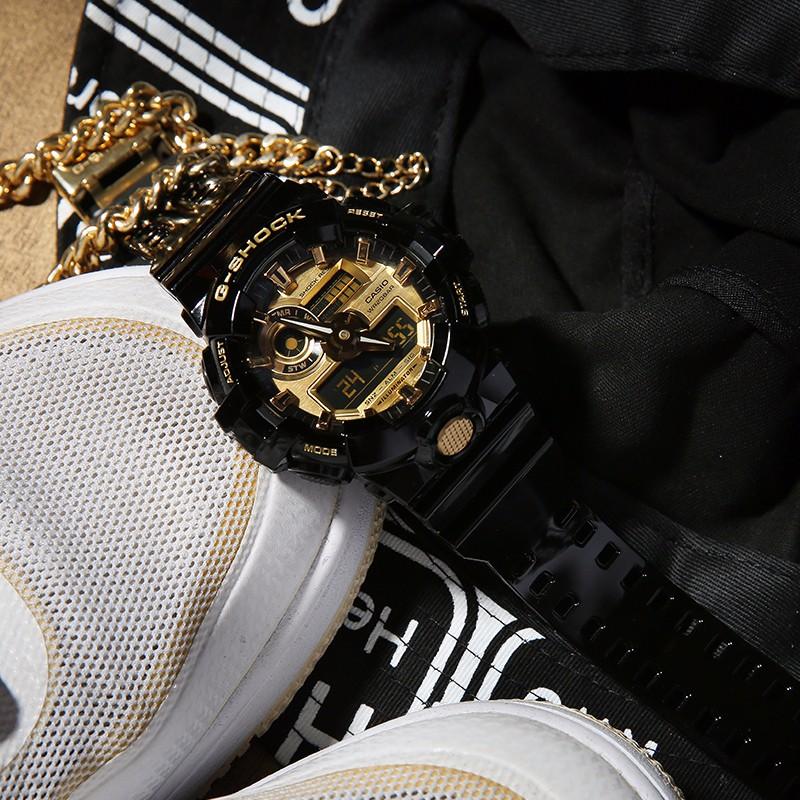Casio Серия с двойным дисплеем LCD/Стрелочным G-SHOCK Серия Street Fighter Классический Черный Золотой Сердце Тьмы Водонепроницаемый и Ударопрочный Движение GA-710GB-1APR