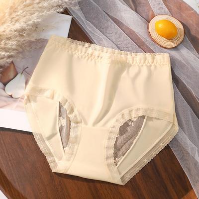 Плюс Размер Женщин Высокая Талия Кружева Сексуальное Ледяной Шелк Чистый Полый Дышащий Нижнее Белье