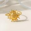 European & American Fashion Electroplated 18k Gold Stainless Steel Sun Ring for Women