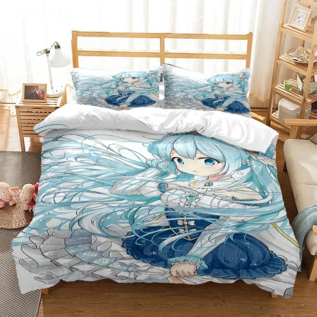 Anime Princess Girl Hime Bedding Set Boys Girls Twin Queen Size Duvet Cover Pillowcase Bed Kids Adult Fashion Home Textileextile
