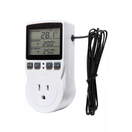 Контроллер температуры 16A 230V ЖК-дисплей с большим экраном, цифровой термостат, розетка для теплового коврика