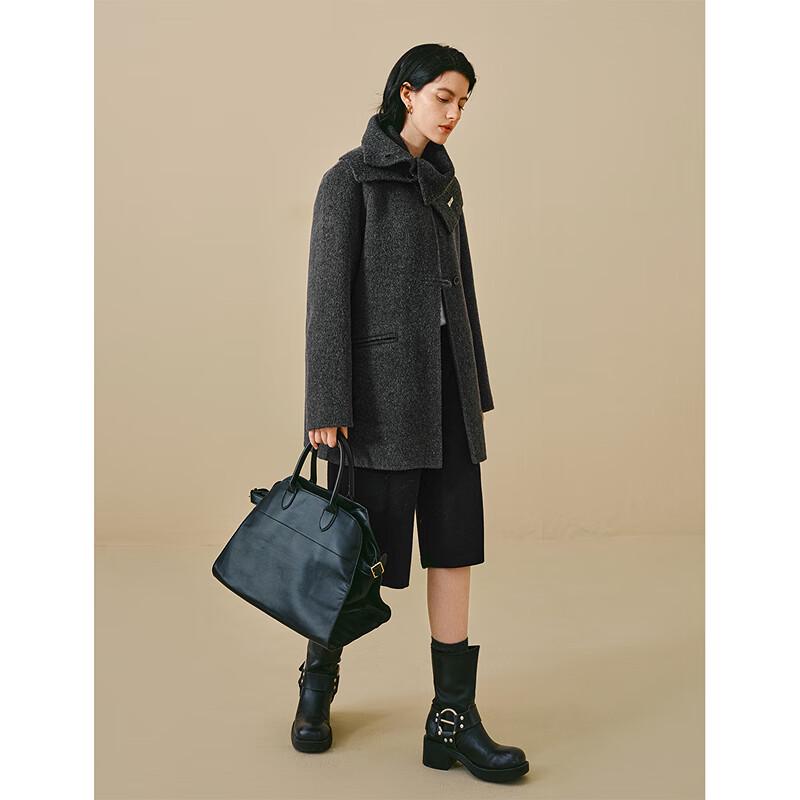 INMAN Женский шарф-воротник из альпаки и шелка, двустороннее шерстяное пальто