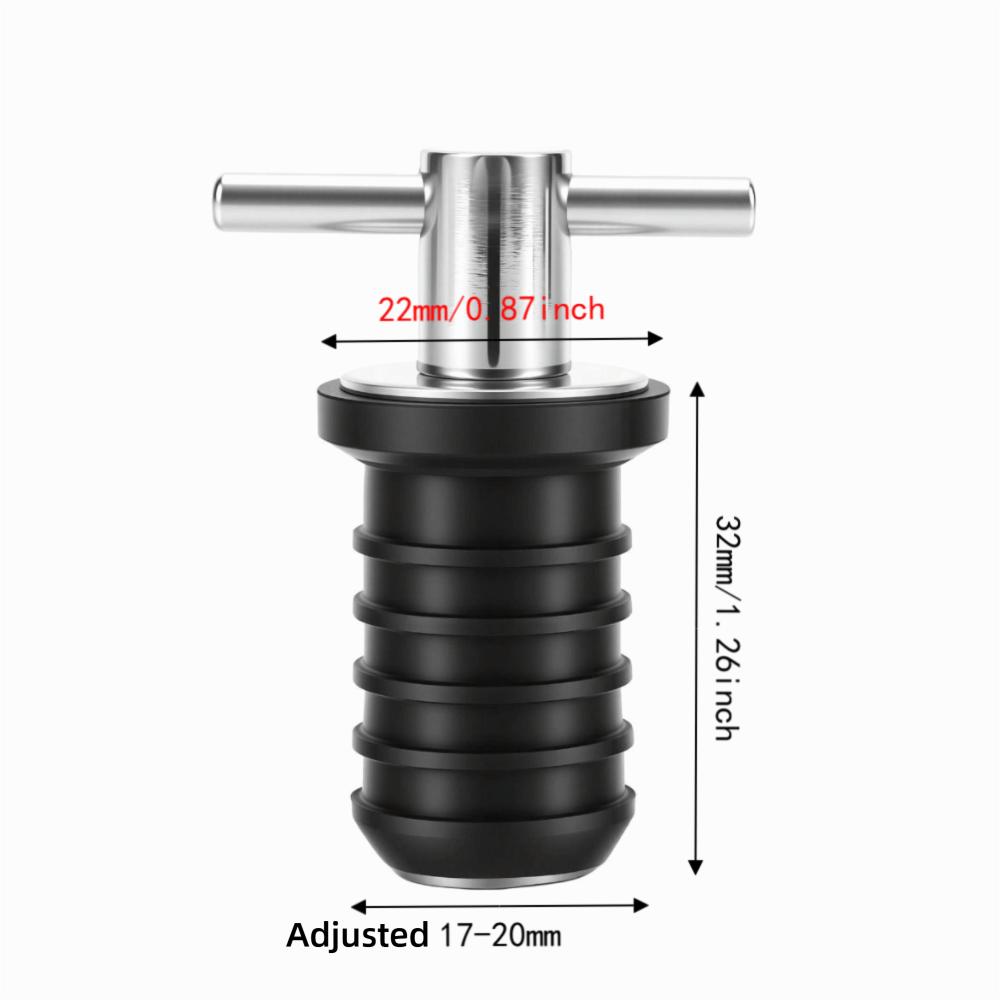 Black Corrugated Rubber Plug Boat Drain Plug 3/4Inch Twist Turn Drain Plug Marine Repair