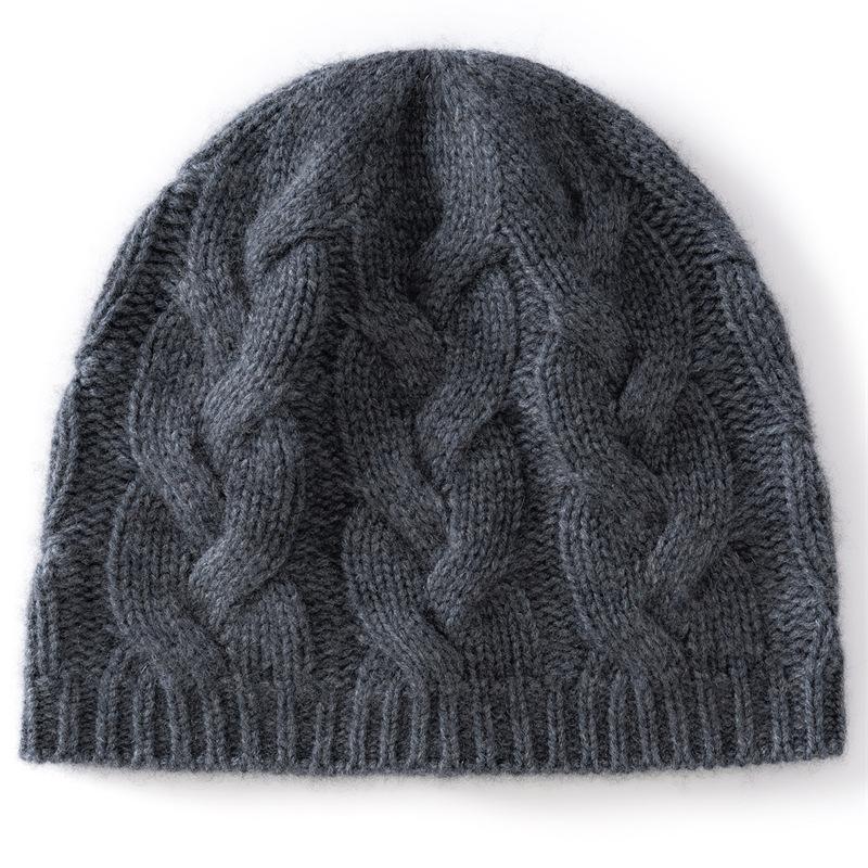 European order! New solid color cashmere hat women's twist double-strand thickened warm casual versatile fashion hat