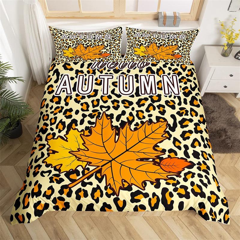 Happy Thanksgiving Duvet Cover Fall Maple Leaf Bedding Set Microfiber Gnome Gold Pumpkin Farm Harvest Comforter Cover Twin King