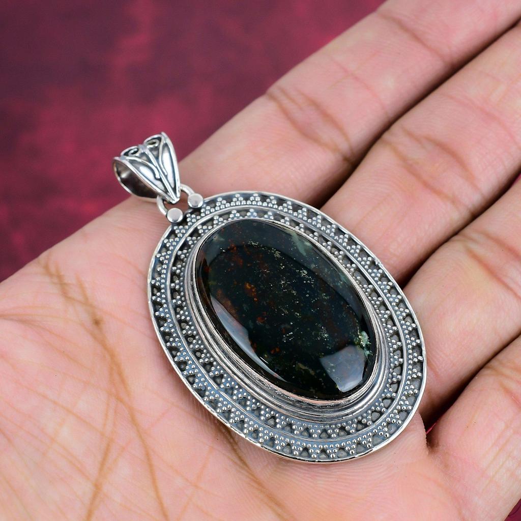 Ювелирные изделия из стерлингового серебра 925 пробы с кровавым камнем, ювелирные изделия ручной работы, красивые подвески с драгоценными камнями, для свадебного подарка