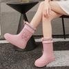 Women's Waterproof Rain Boots 2025 New Style Elastic Mid Calf Water Shoes NonSlip Rubber Boots Outdoor Fashion