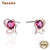 Tancise Classic 925 Silver Stud Earrings with Gemstone for Women Butterfly Shape Earring Fine Jewelry Wedding Party Gift