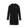 Бренд FW24 Как Wj Ls Платье с полувысоким воротником, мягкое облегающее, с логотипом, с длинным рукавом, женское, черное HF9478010