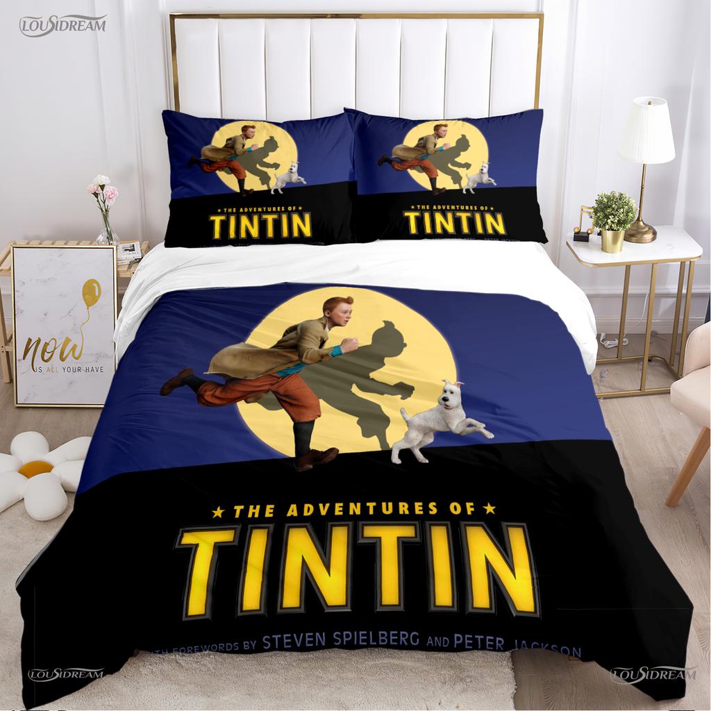 Милая постельная принадлежность Tintines на все сезоны, пододеяльник с мультяшным рисунком, забавные комплекты постельного белья, мягкое одеяло и наволочки, для подростка, односпальный/двуспальный/Queen/King