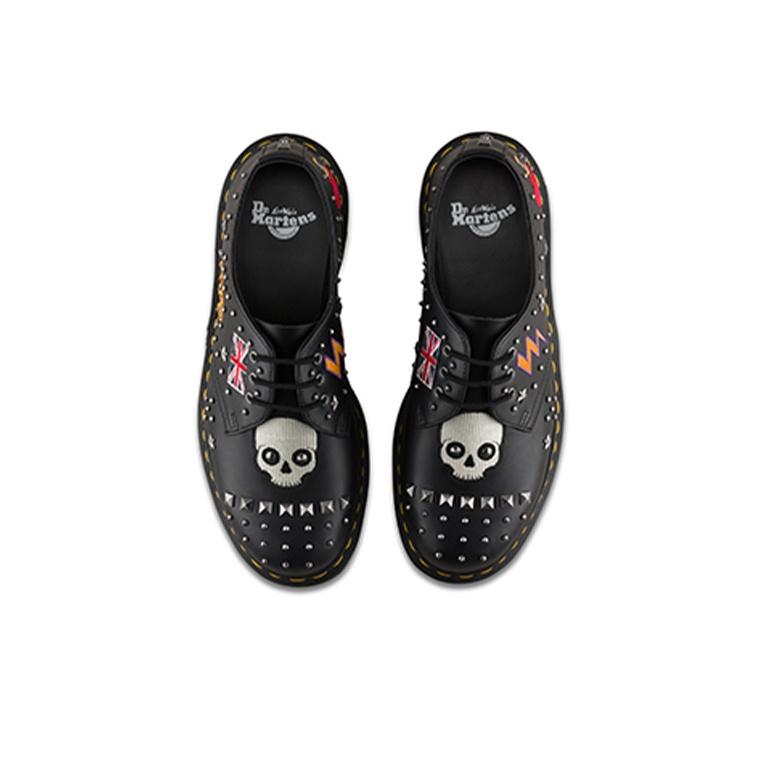 Dr. Martens 1461 Рок-н-ролл Черные Мужские Кроссовки Черная Гладкая Кожа Металл 24206001