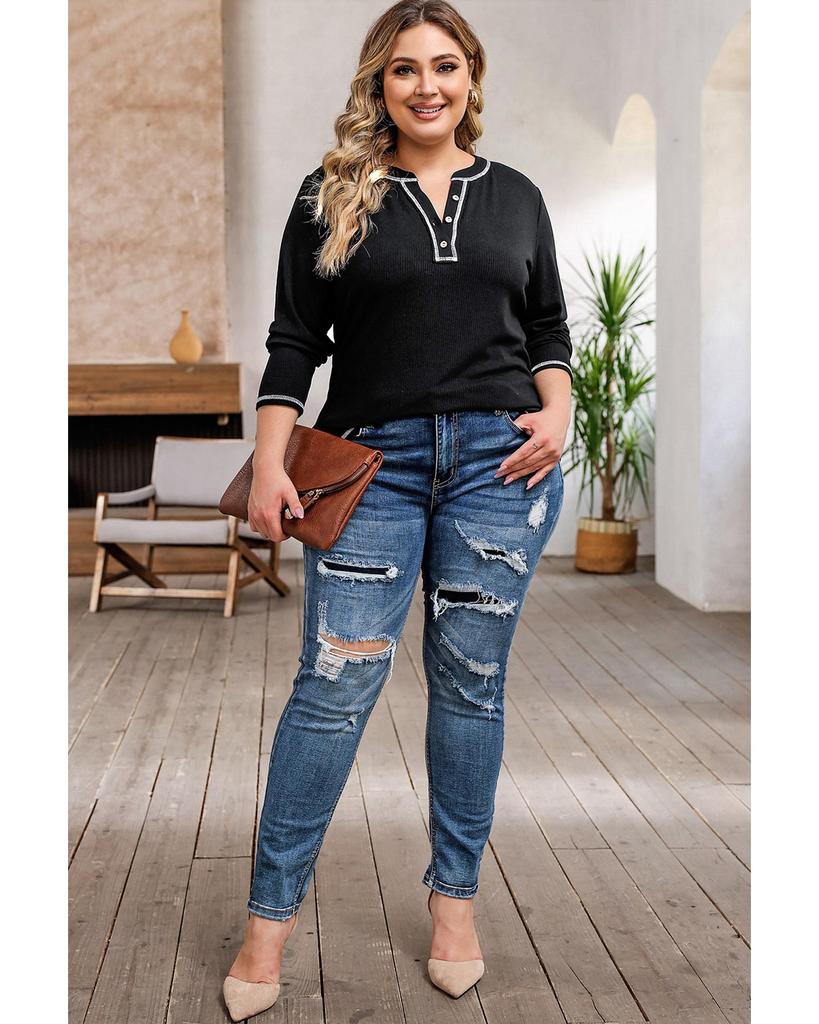 Azura Exchange Контрастный рубчатый топ-хенли