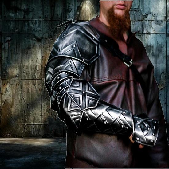 Гномский стиль Черненая LARP наплечная броня Фэнтези Металлические наплечники для косплея, реконструкции, средневекового костюма