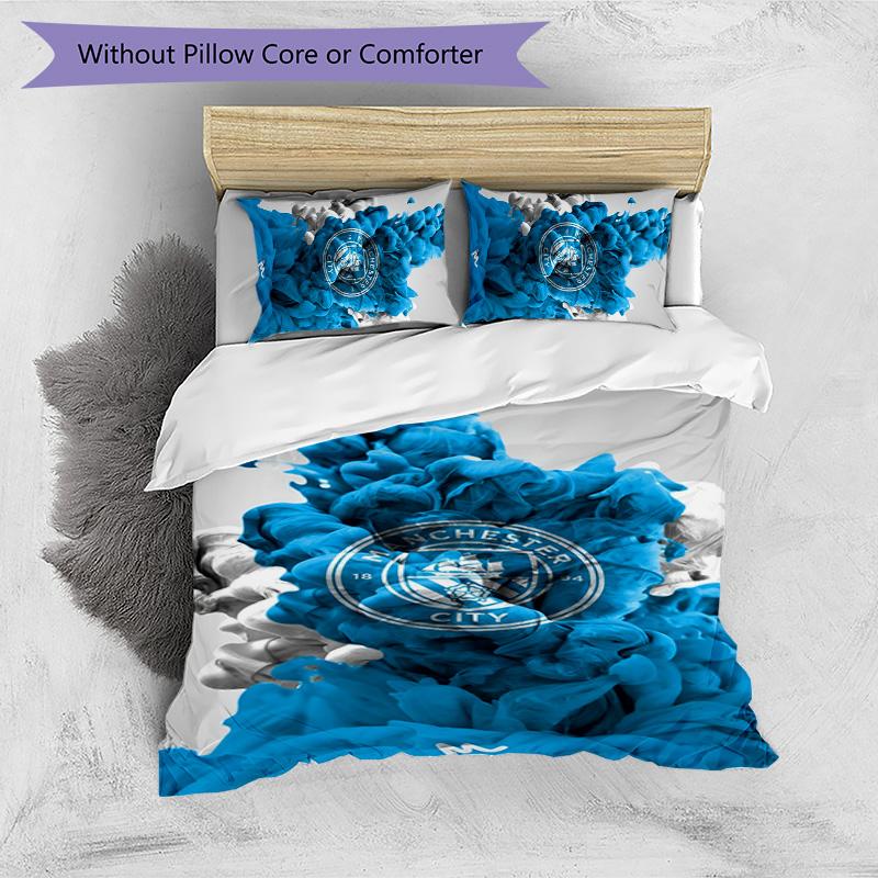 Manchester City Pattern Printed 3PCS Bedding Set Soft Skin-Friendly Washable Duvet Cover & Pillowcases Set All Season Bedroom