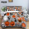 Skull Bedding Set Halloween Bats Duvet Cover King Size Microfiber Pumpkin Skeleton Print Comforter Cover With Pillowcases Decor